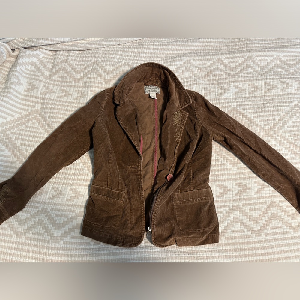 Fossil Brown Cord Corduroy Jacket 90s Y2K